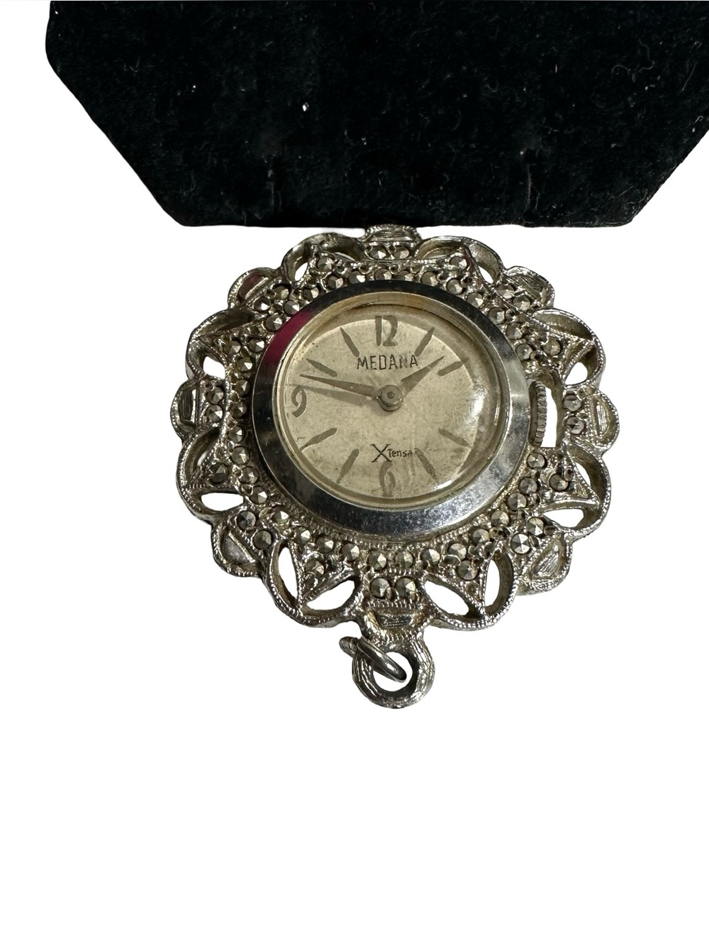 Vtg Medana Swiss 1 Jewel Unadjusted Mechanical Pendant Locket Watch for Necklace